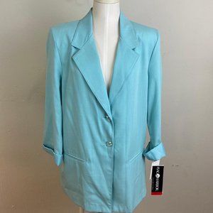 Vintage 80s New with Tags Fall Sag Harbor Turquoise LinedOversized Jacket Blazer